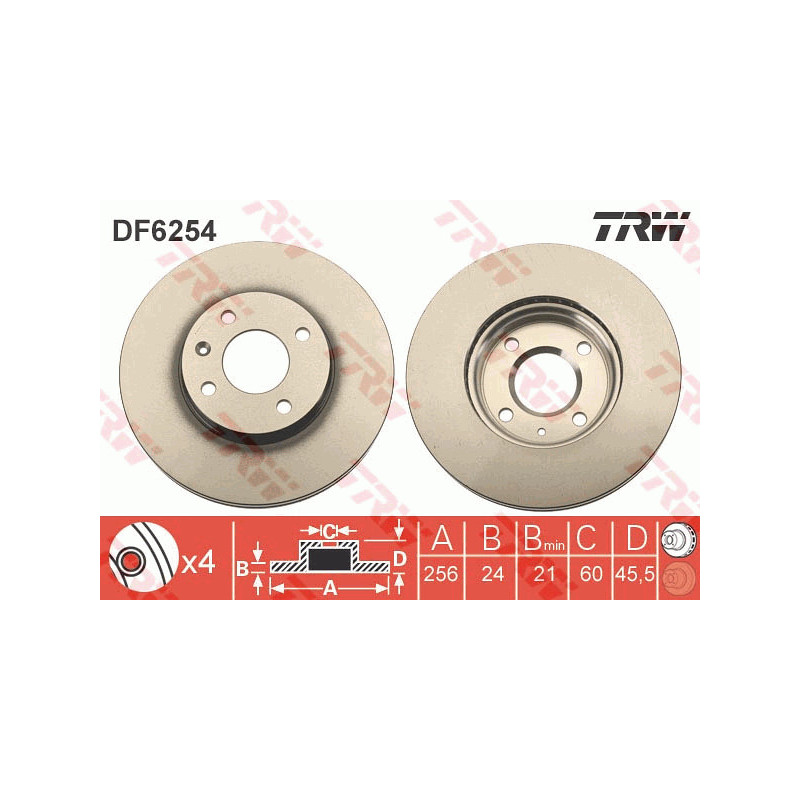 Jeu de 2 disques de frein TRW