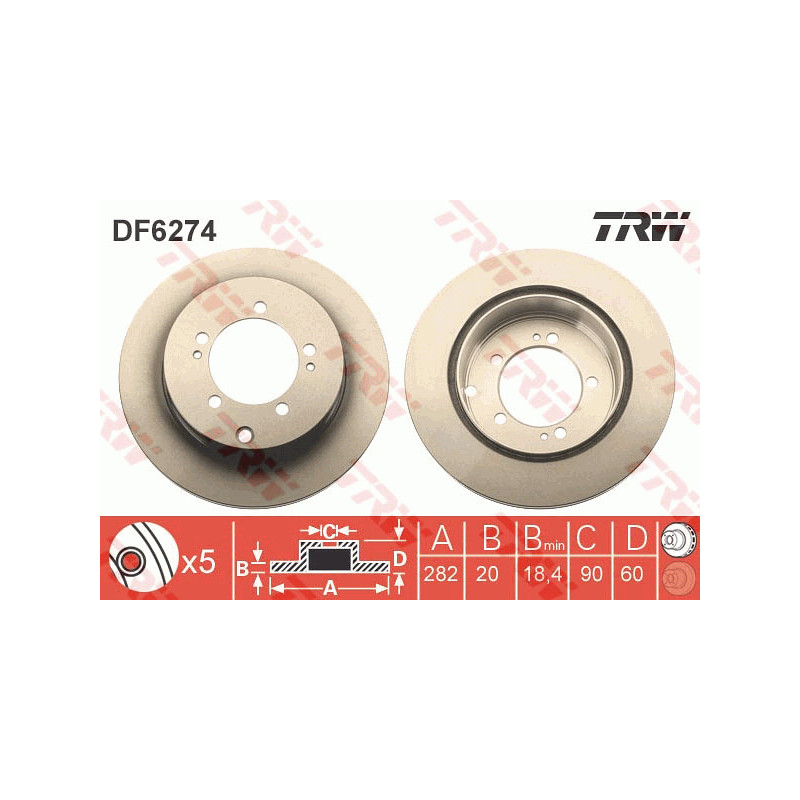 Jeu de 2 disques de frein TRW