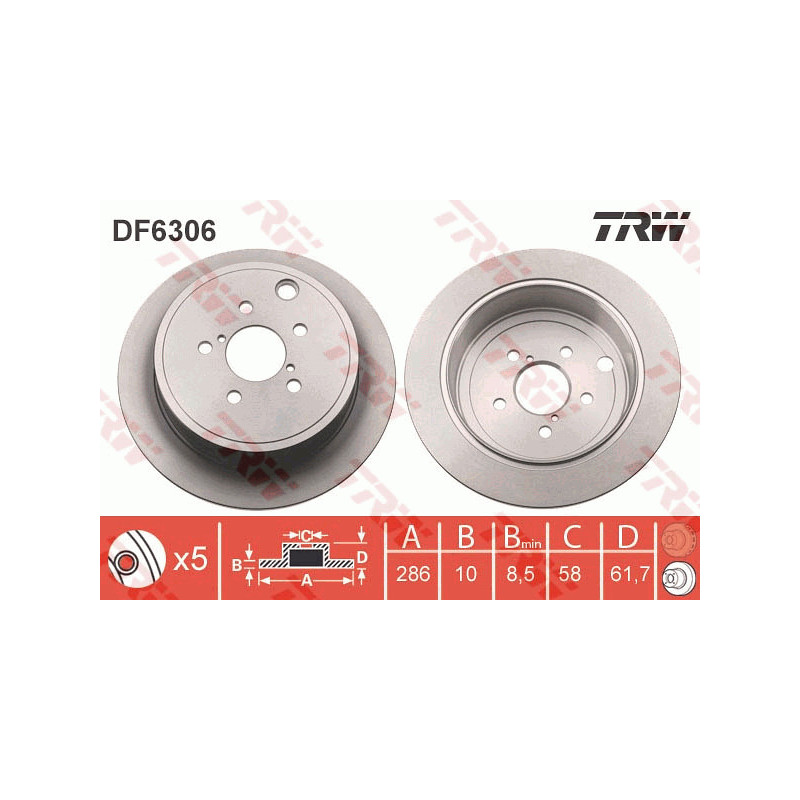 Jeu de 2 disques de frein TRW