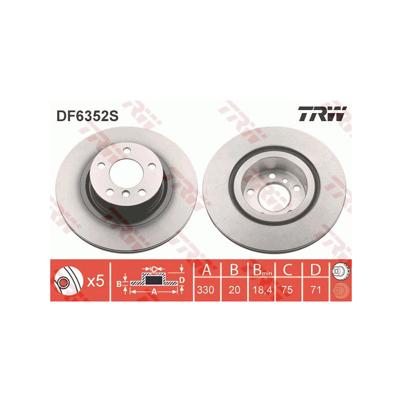 Jeu de 2 disques de frein TRW