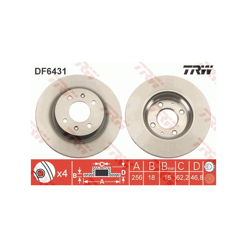 Jeu de 2 disques de frein TRW