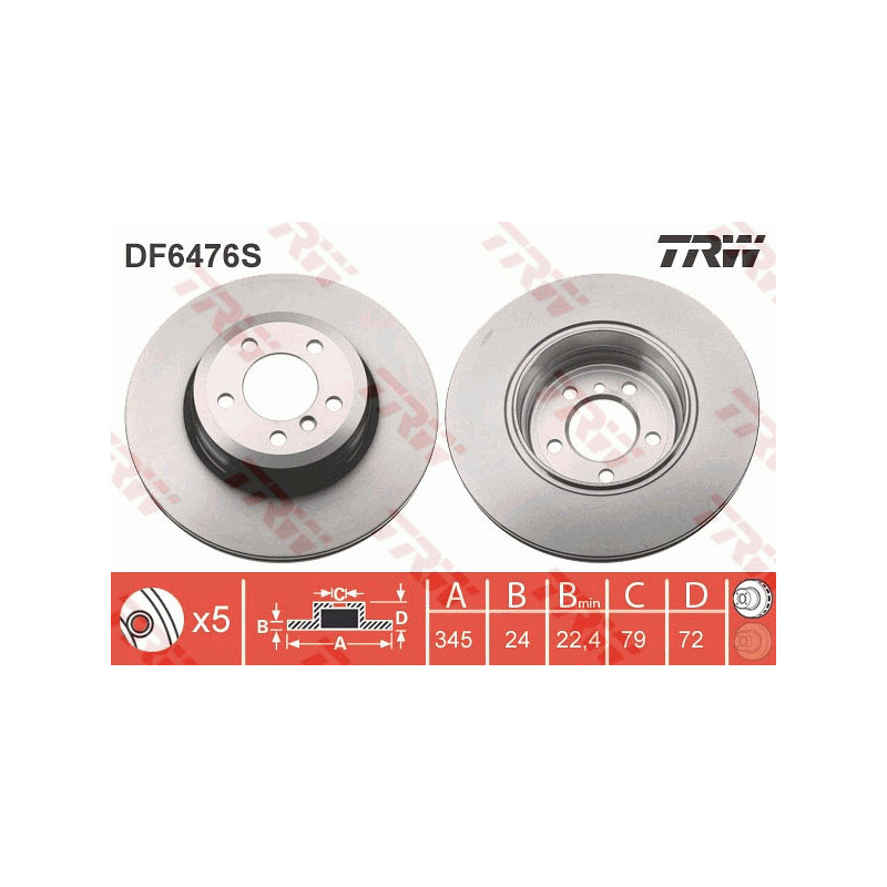 Jeu de 2 disques de frein TRW