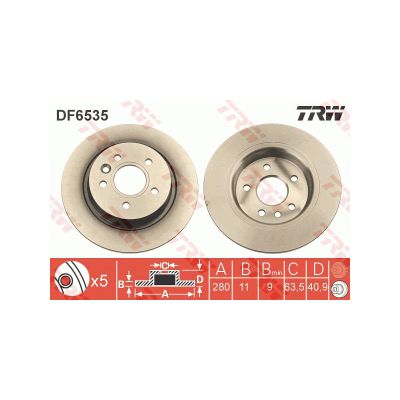 Jeu de 2 disques de frein TRW