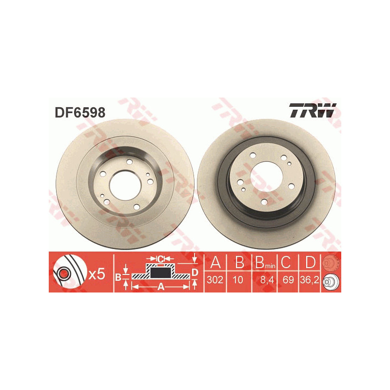 Jeu de 2 disques de frein TRW