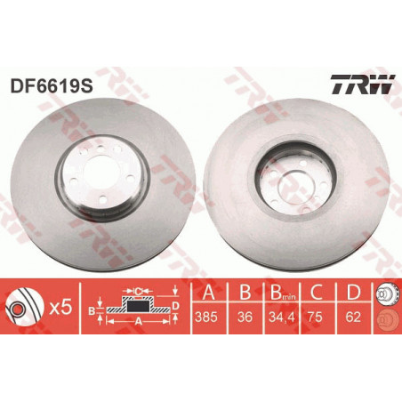 Jeu de 2 disques de frein TRW