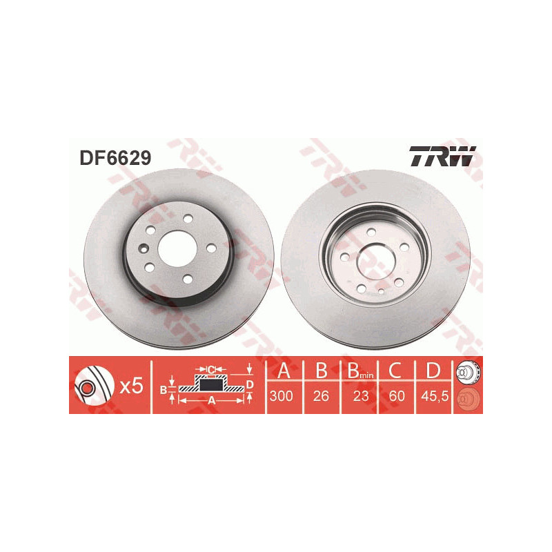Jeu de 2 disques de frein TRW