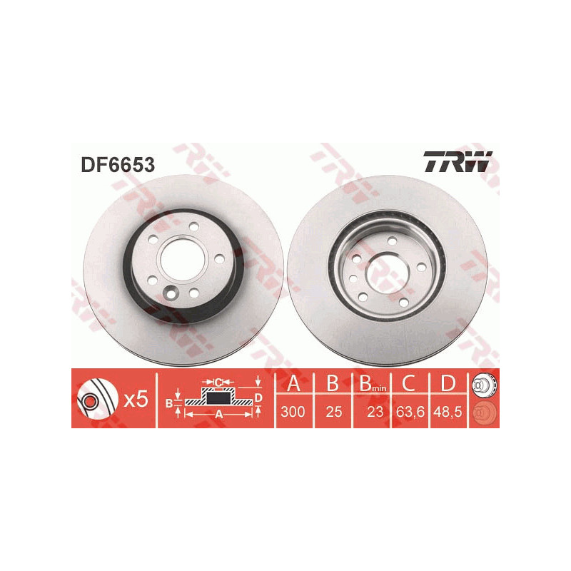 Jeu de 2 disques de frein TRW