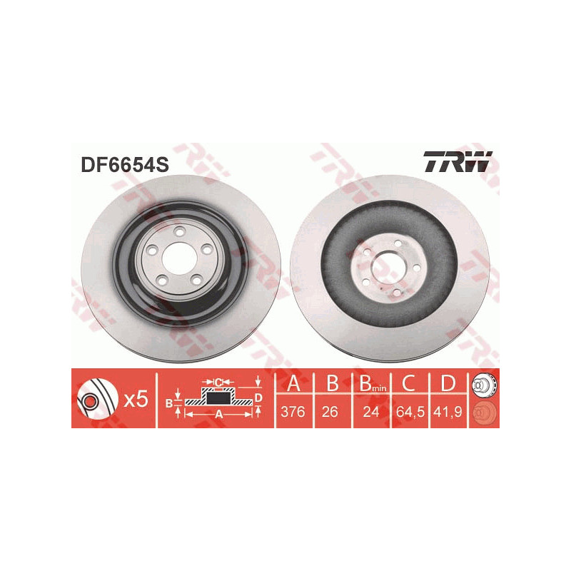 Jeu de 2 disques de frein TRW