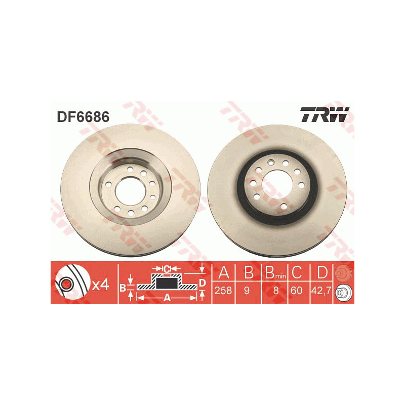 Jeu de 2 disques de frein TRW