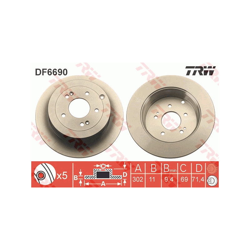 Jeu de 2 disques de frein TRW