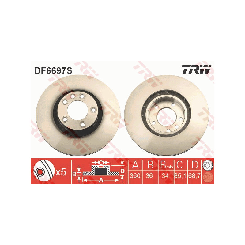 Jeu de 2 disques de frein TRW