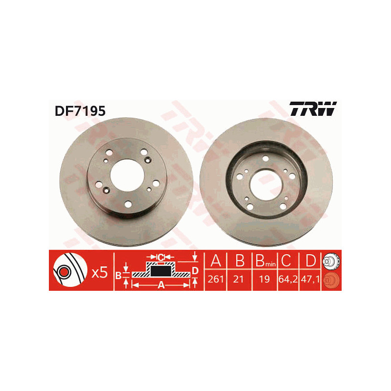 Jeu de 2 disques de frein TRW