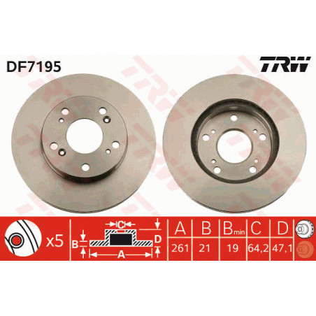Jeu de 2 disques de frein TRW