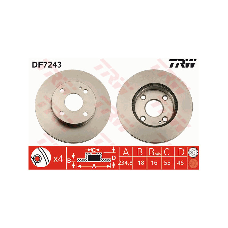 Jeu de 2 disques de frein TRW