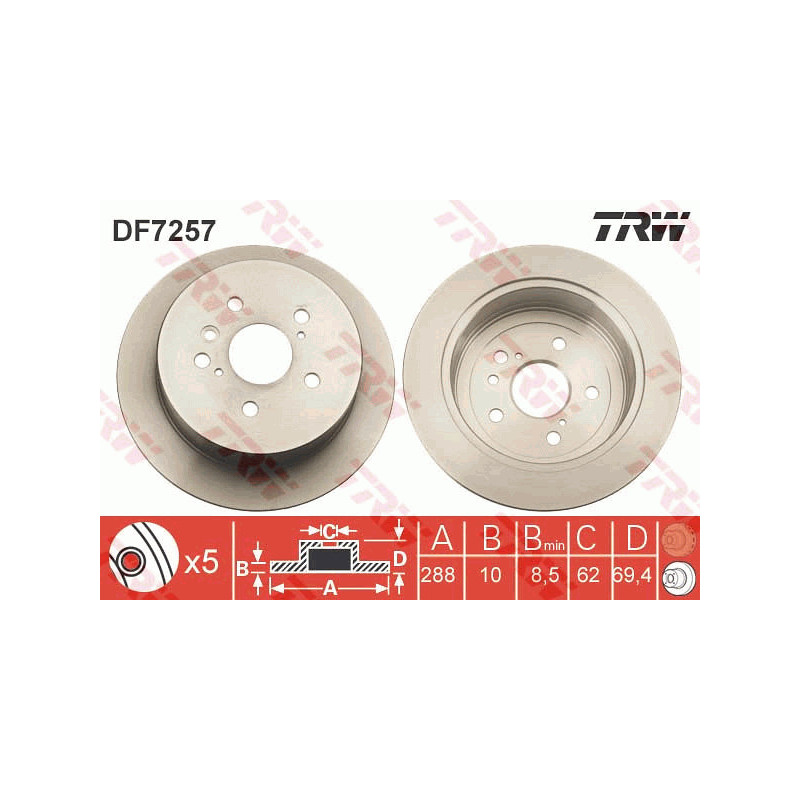 Jeu de 2 disques de frein TRW