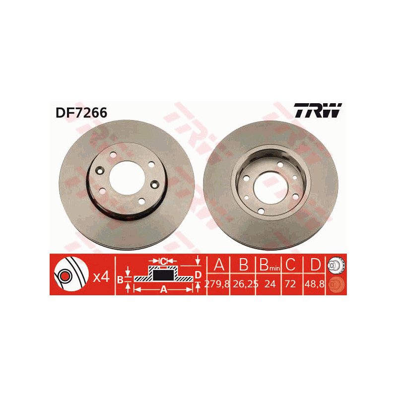 Jeu de 2 disques de frein TRW