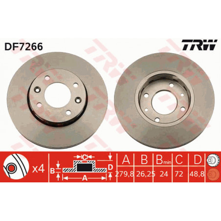 Jeu de 2 disques de frein TRW