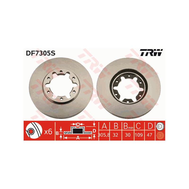 Jeu de 2 disques de frein TRW