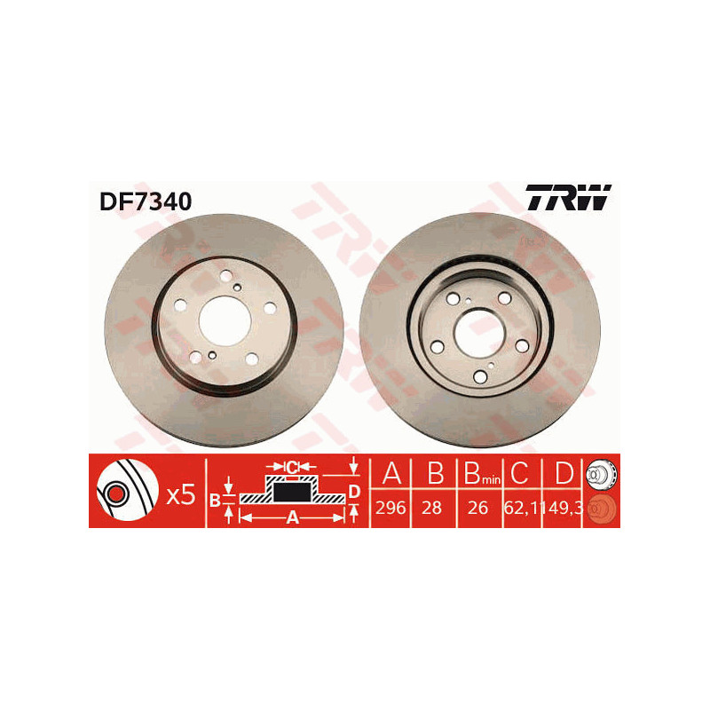 Jeu de 2 disques de frein TRW