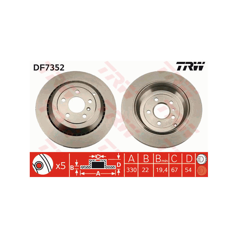 Jeu de 2 disques de frein TRW