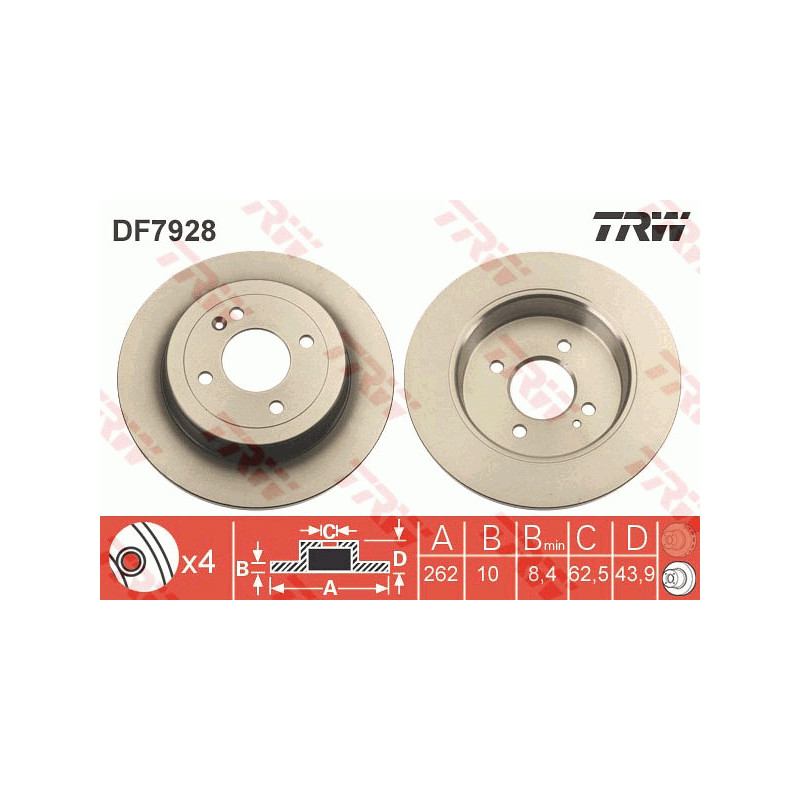 Jeu de 2 disques de frein TRW