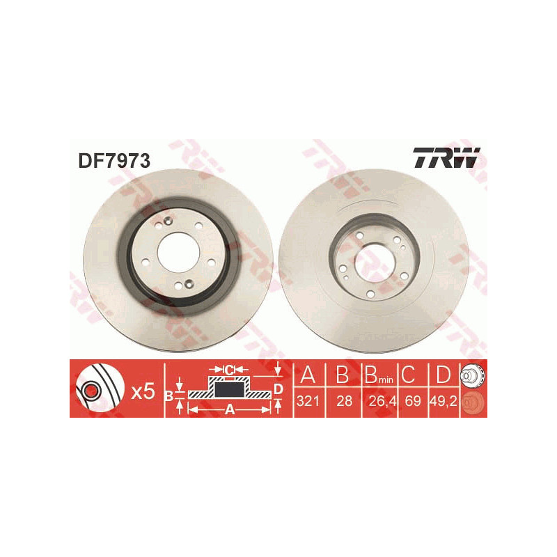 Jeu de 2 disques de frein TRW