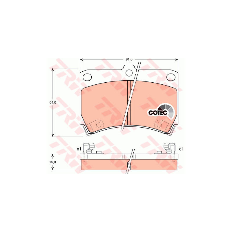 Jeu de quatre plaquettes de frein à disque TRW