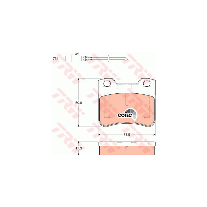 Jeu de quatre plaquettes de frein à disque TRW
