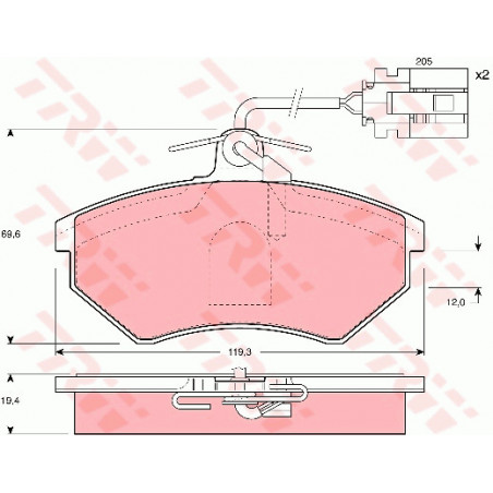 Jeu de quatre plaquettes de frein à disque TRW
