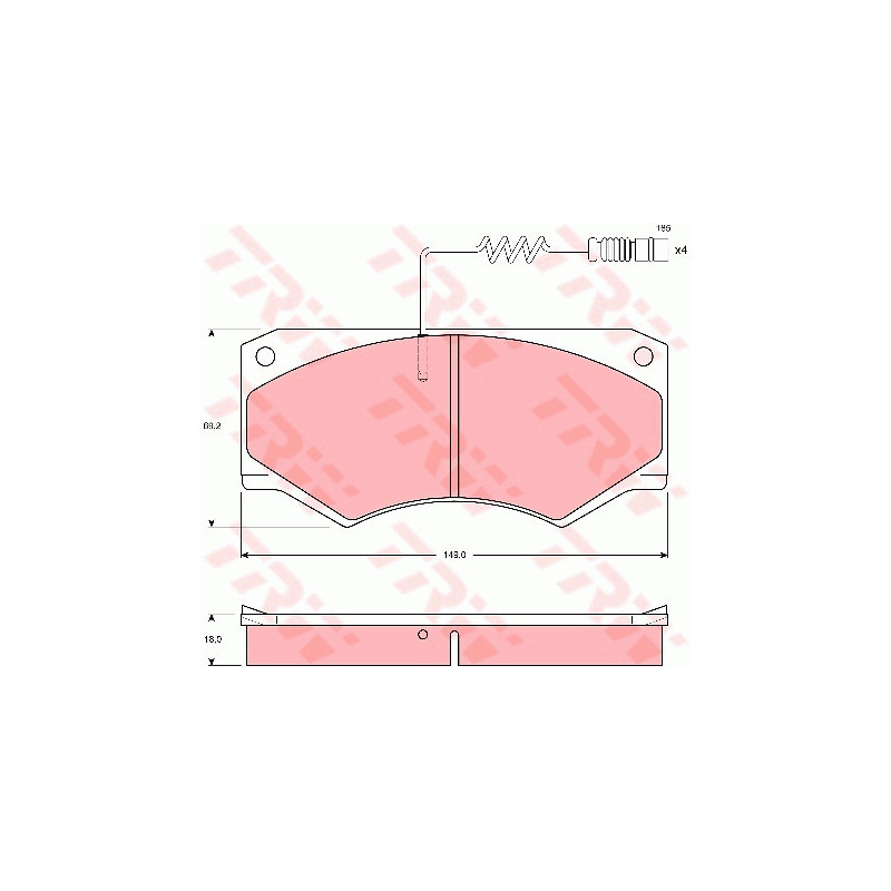 Jeu de quatre plaquettes de frein à disque TRW