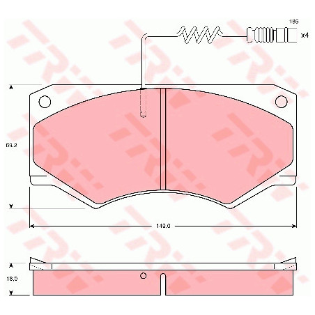 Jeu de quatre plaquettes de frein à disque TRW