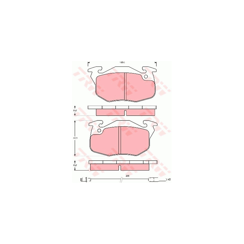 Jeu de quatre plaquettes de frein à disque TRW