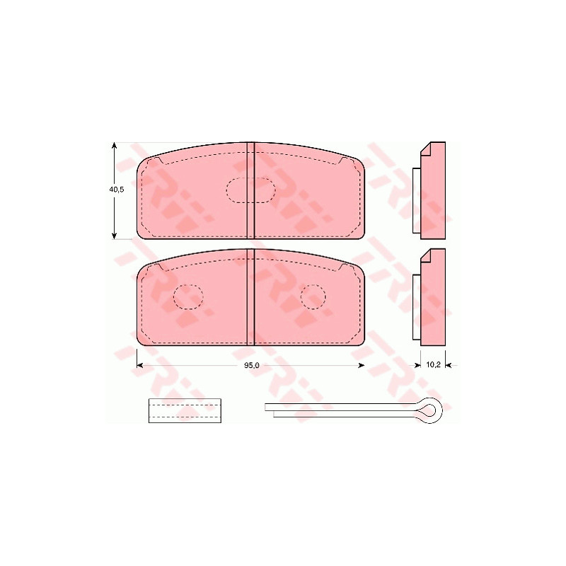 Jeu de quatre plaquettes de frein à disque TRW