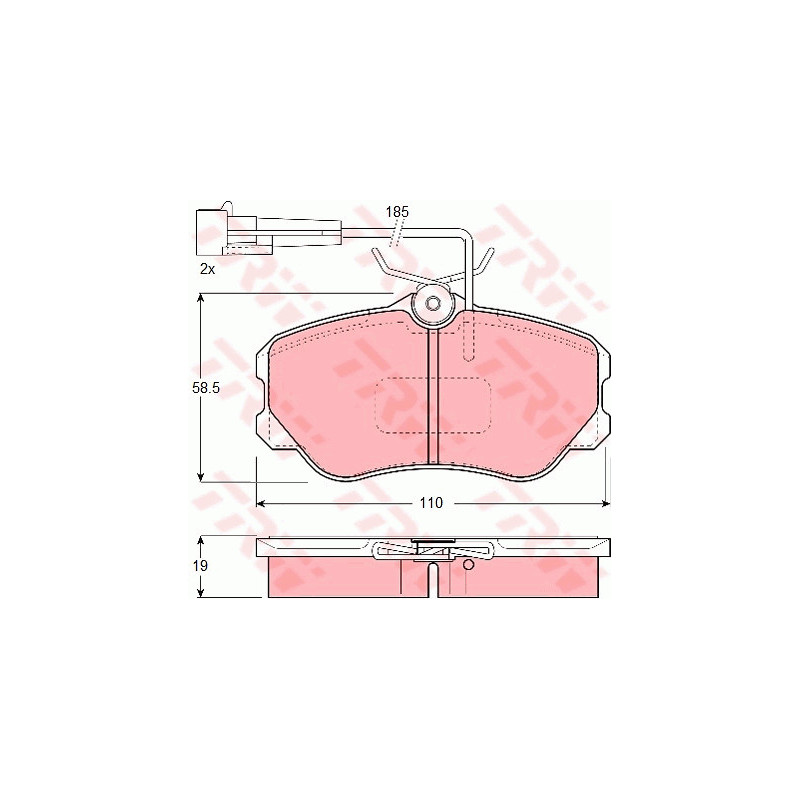 Jeu de quatre plaquettes de frein à disque TRW