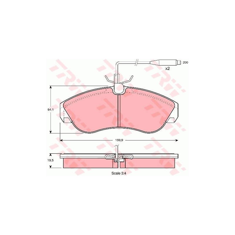 Jeu de quatre plaquettes de frein à disque TRW