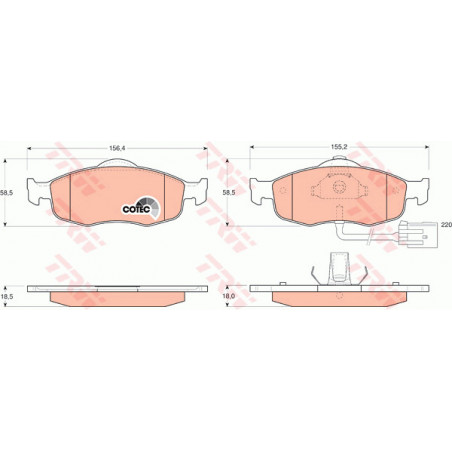 Jeu de quatre plaquettes de frein à disque TRW