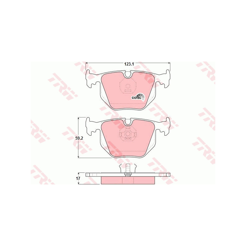 Jeu de quatre plaquettes de frein à disque TRW