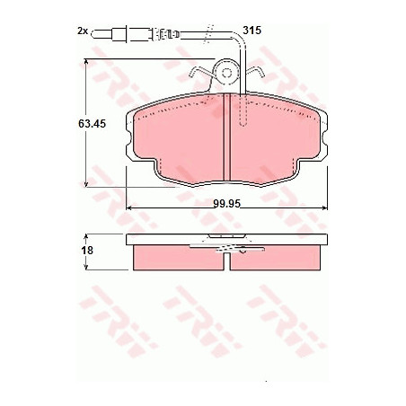 Jeu de quatre plaquettes de frein à disque TRW