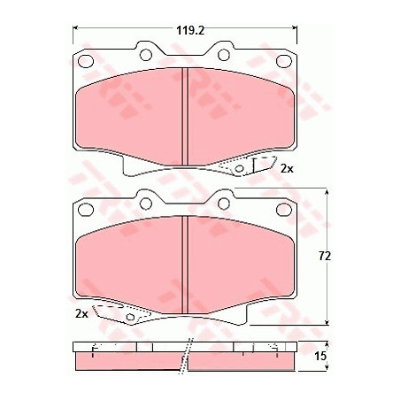 Jeu de quatre plaquettes de frein à disque TRW