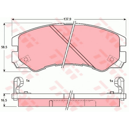 Jeu de quatre plaquettes de frein à disque TRW
