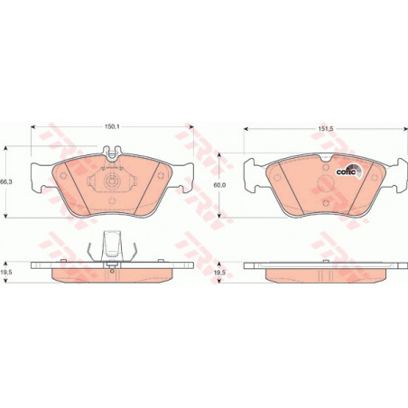 Jeu de quatre plaquettes de frein à disque TRW
