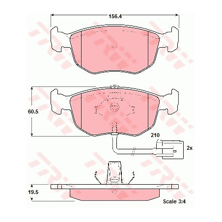Jeu de quatre plaquettes de frein à disque TRW