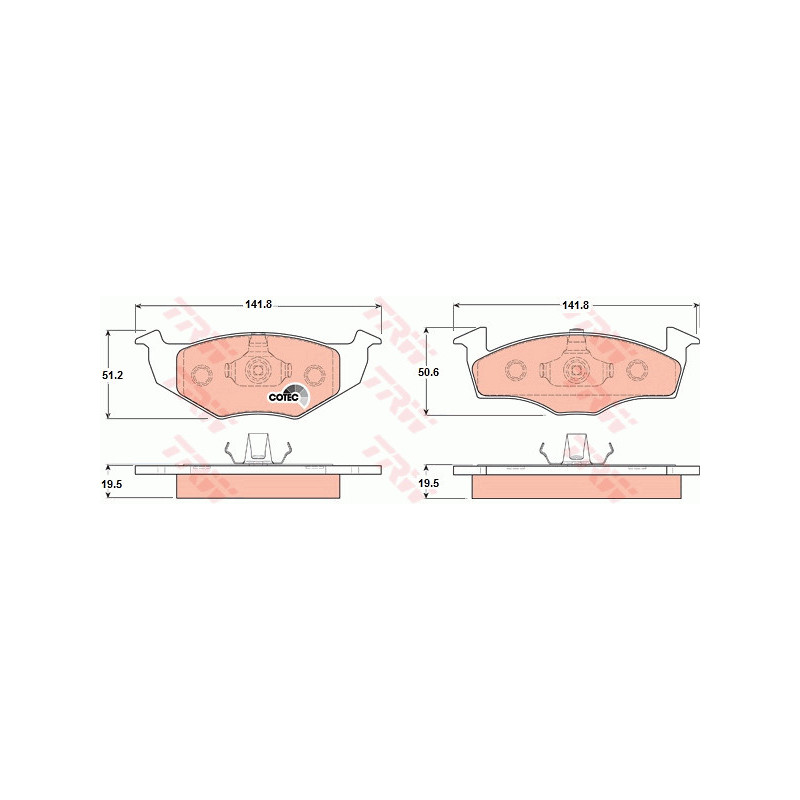 Jeu de quatre plaquettes de frein à disque TRW