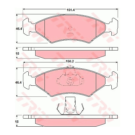 Jeu de quatre plaquettes de frein à disque TRW