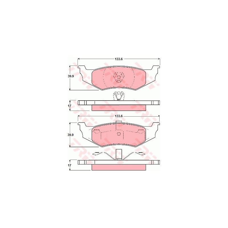 Jeu de quatre plaquettes de frein à disque TRW