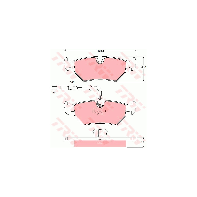Jeu de quatre plaquettes de frein à disque TRW