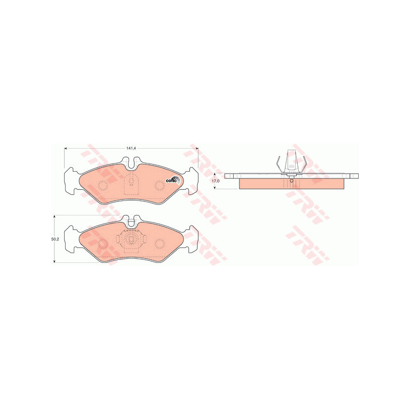 Jeu de quatre plaquettes de frein à disque TRW