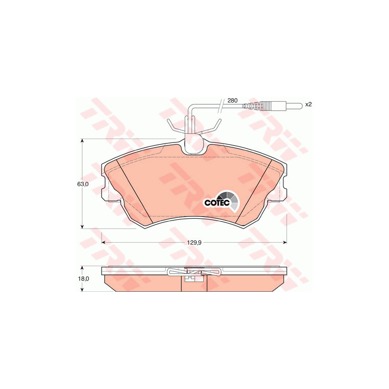 Jeu de quatre plaquettes de frein à disque TRW