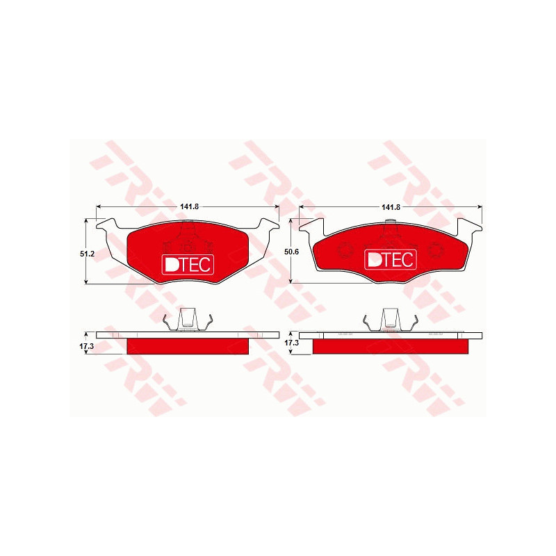 Jeu de quatre plaquettes de frein à disque TRW
