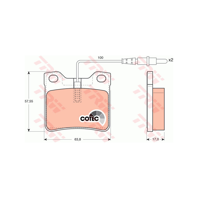 Jeu de quatre plaquettes de frein à disque TRW